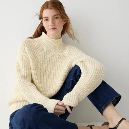 J Crew White Relaxed Rollneck Sweater (S)