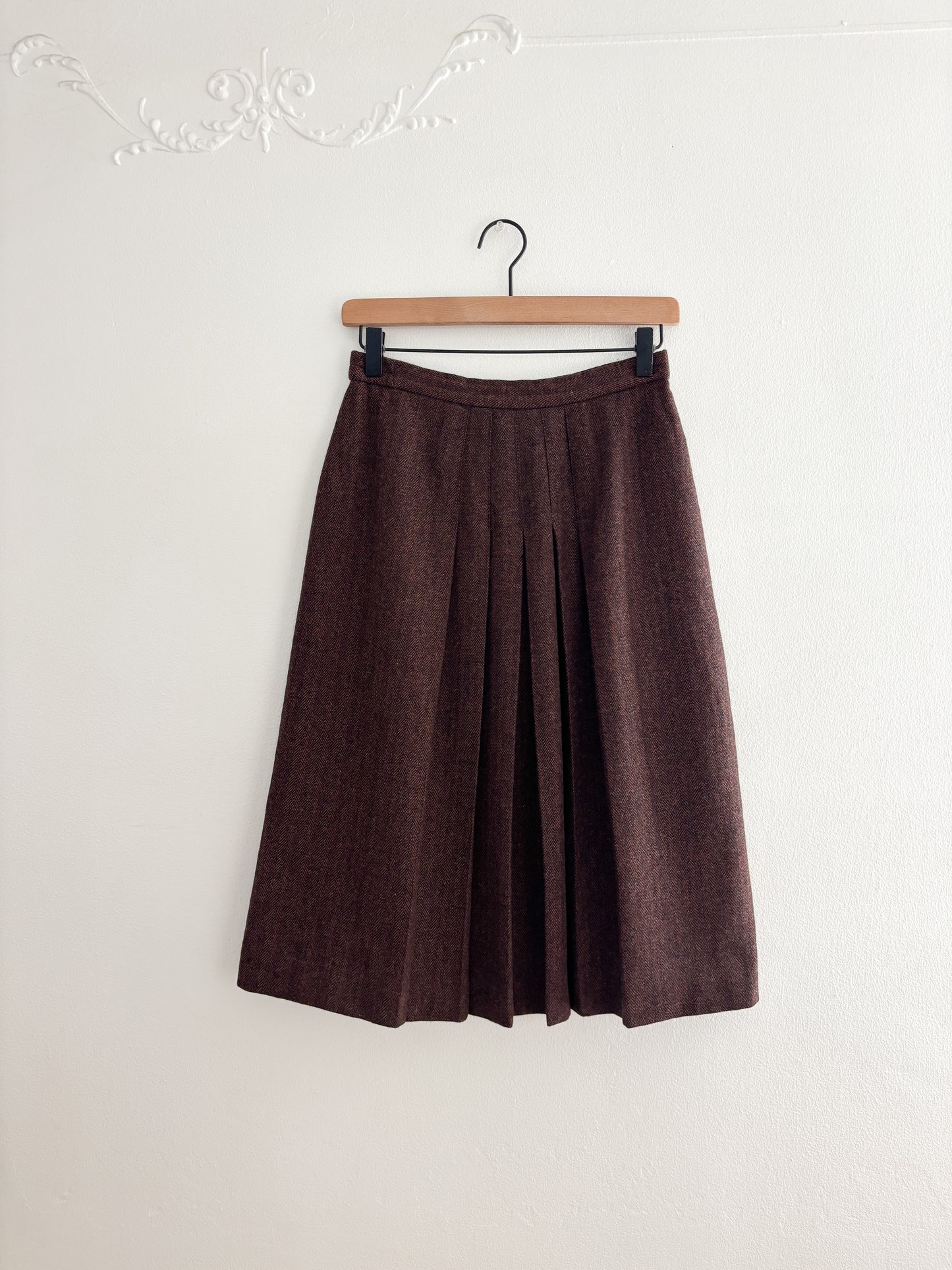 Vintage Brown Wool Skirt (26”)