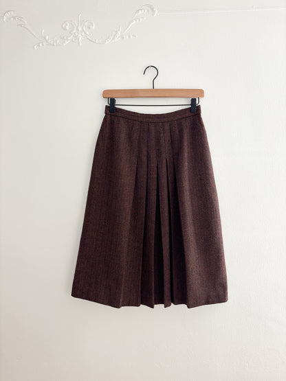 Vintage Brown Wool Skirt (26”)