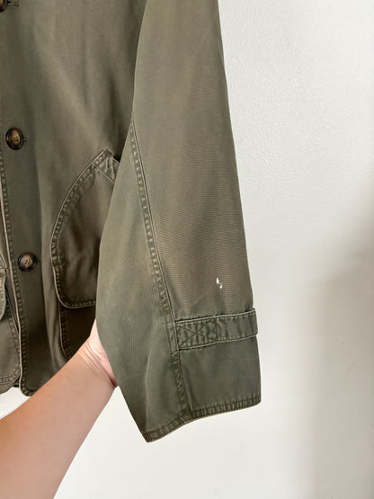 Vintage Army Green Flannel Lined Chore Coat