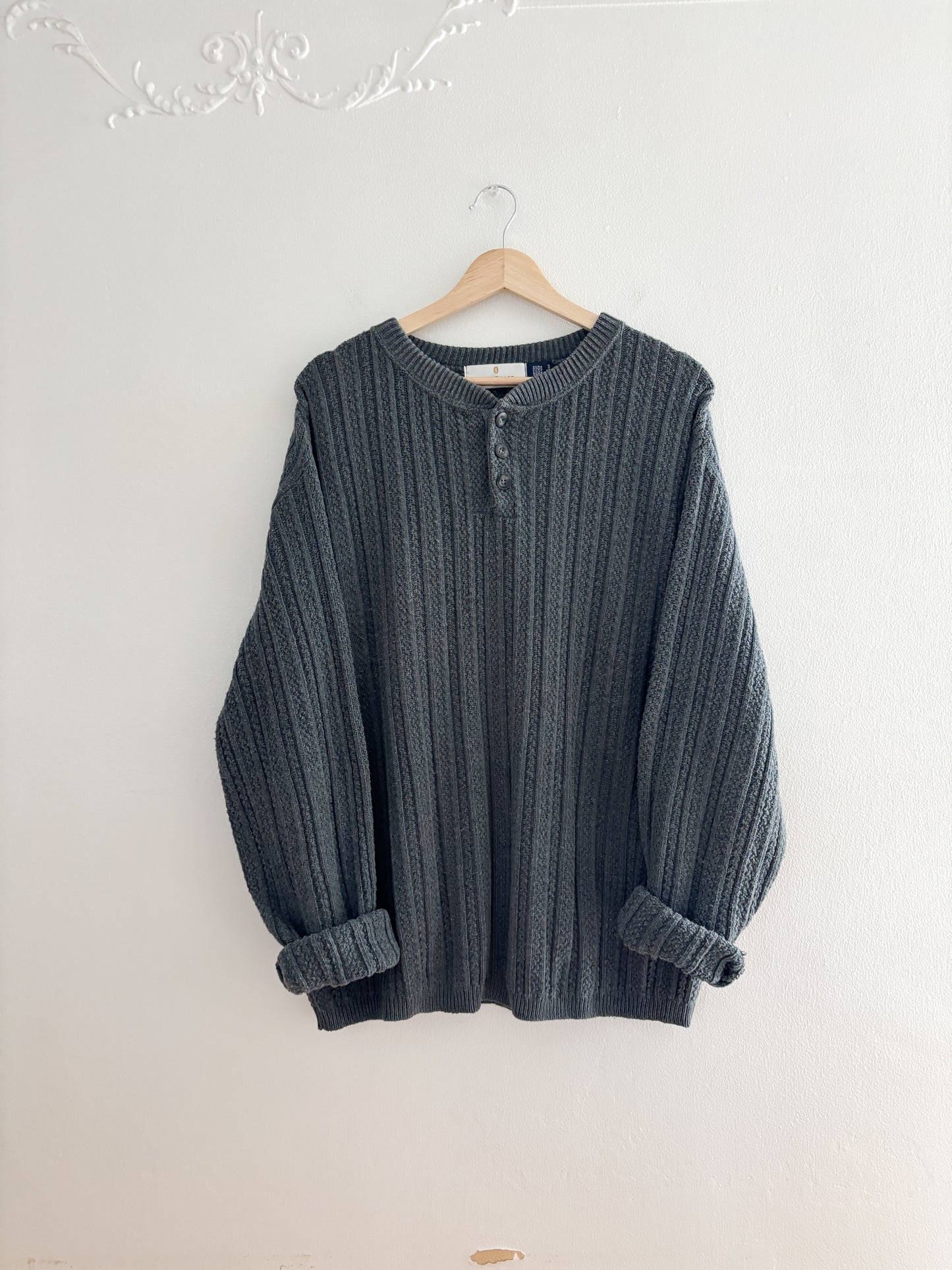Vintage Bill Blass Henley Sweater (XL)