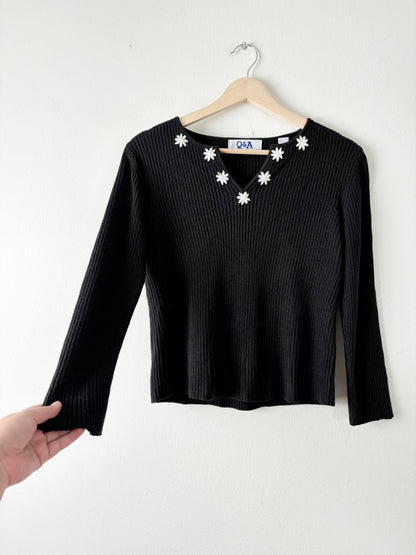 Q&A Ribbed floral long sleeve