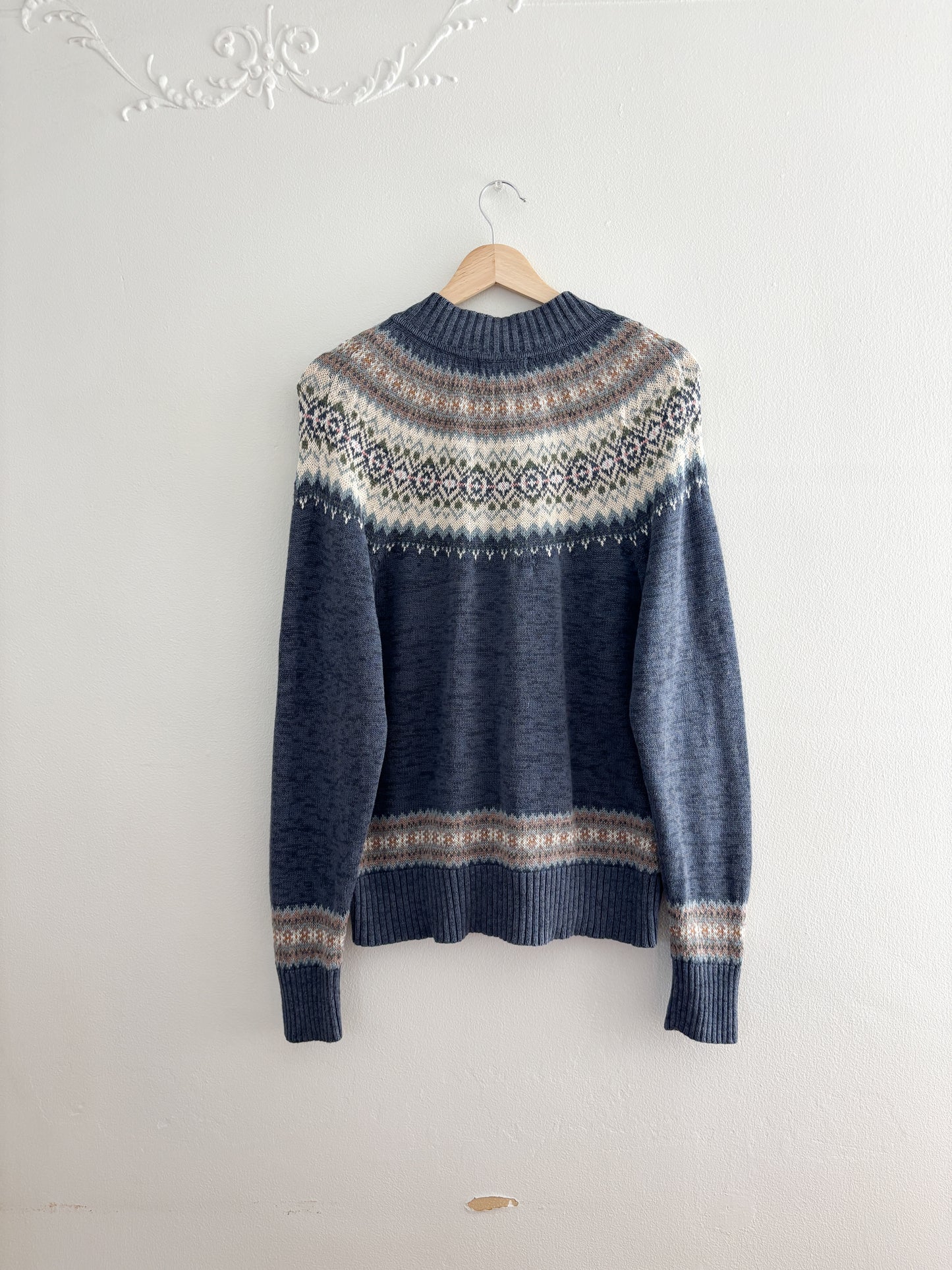 Vintage Fair Isle Zip Up sweater (M)
