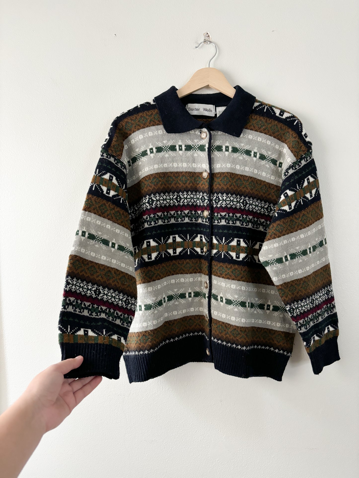 Vintage collared fair isle cardigan
