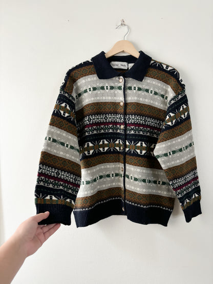 Vintage collared fair isle cardigan