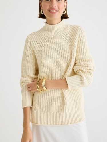 J Crew White Relaxed Rollneck Sweater (S)