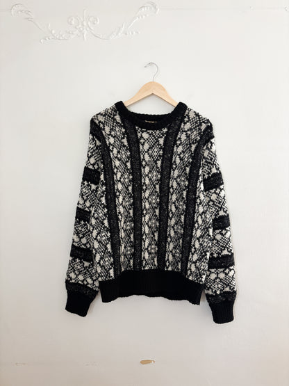 Vintage Black Patterned Sweater (M)