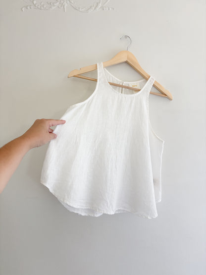 Maeve White Linen Tank Top (S)