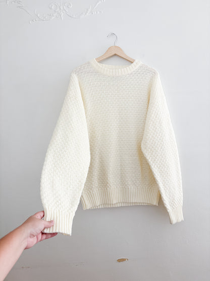 Vintage Cream Patterned Acrylic Knit (L)