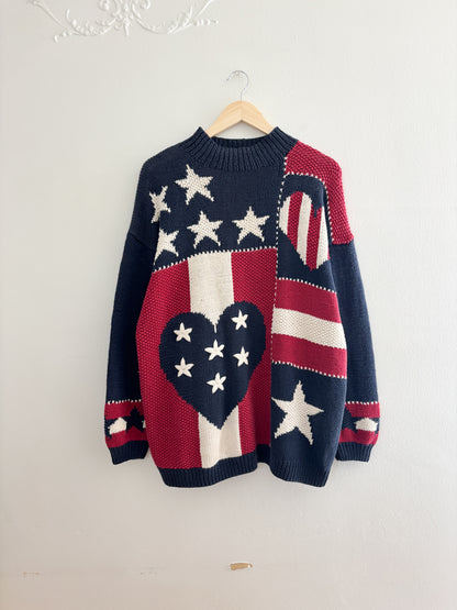 Vintage Hand Knit Patterned Sweater (XL)