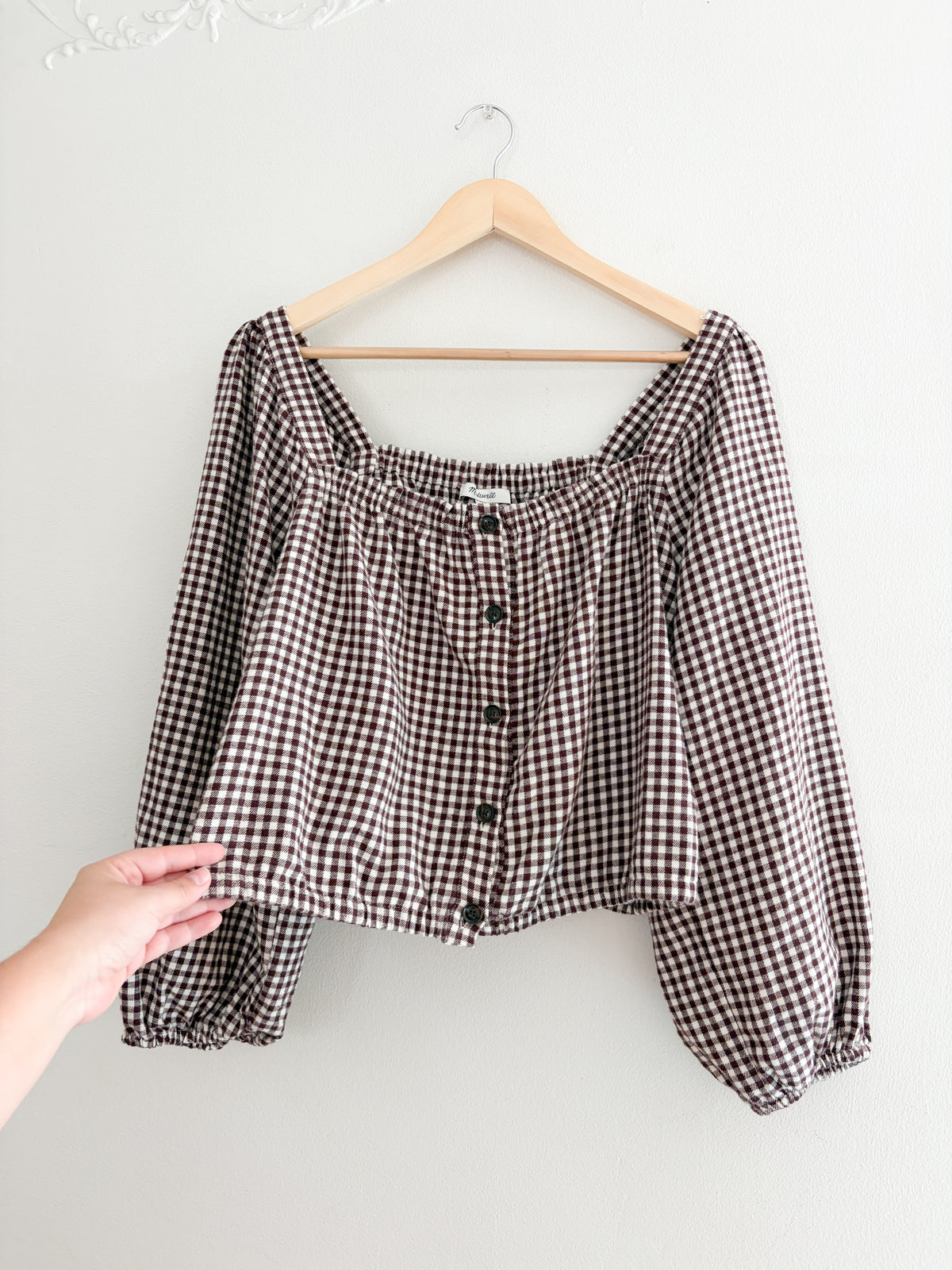 Madewell Brown Gingham Blouse (L)