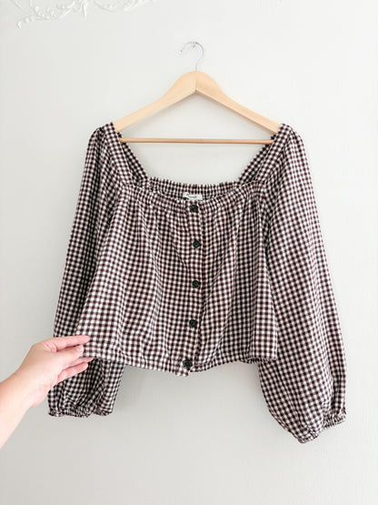 Madewell Brown Gingham Blouse (L)