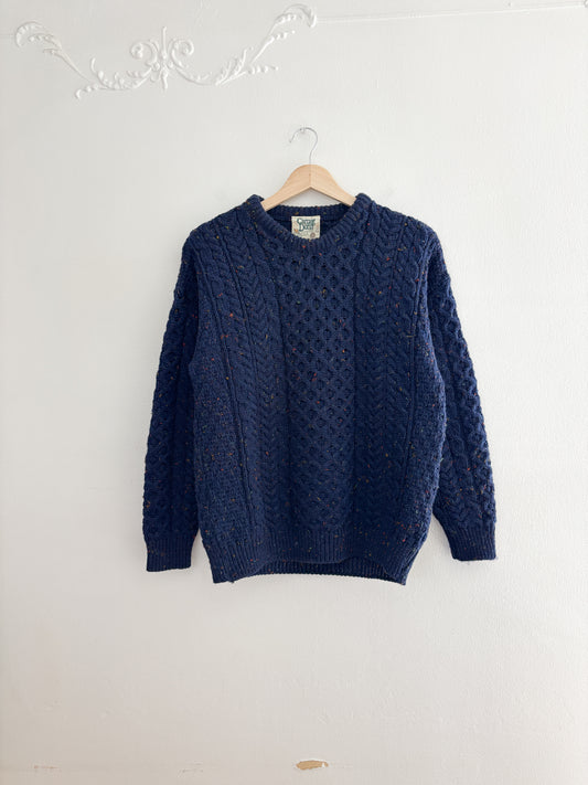 Vintage Navy Blue Speckled Fisherman Sweater (S)