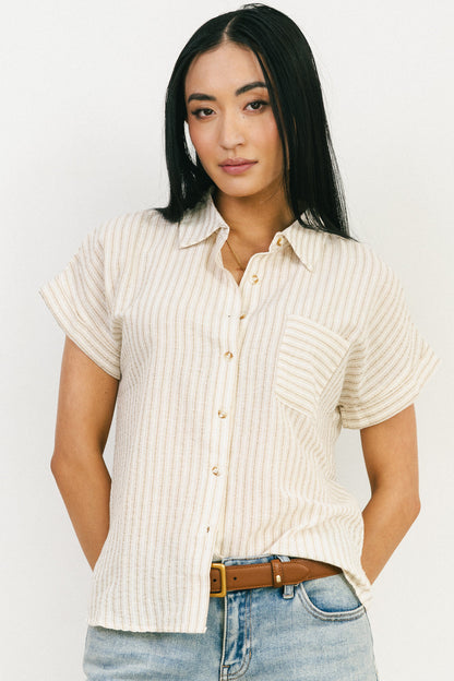 Blu Pepper Striped Button Up (S)