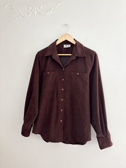 Vintage Brown Faux Suede Button Up (10)