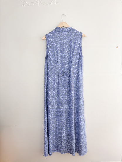 Vintage Blue Floral Maxi Dress (L)