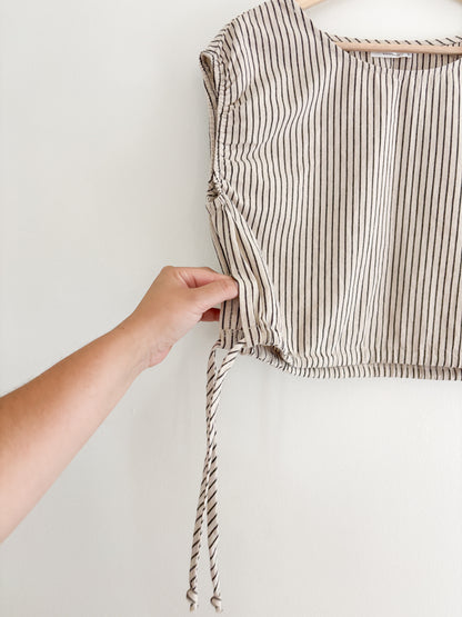 Striped Cropped Tie Top (S)