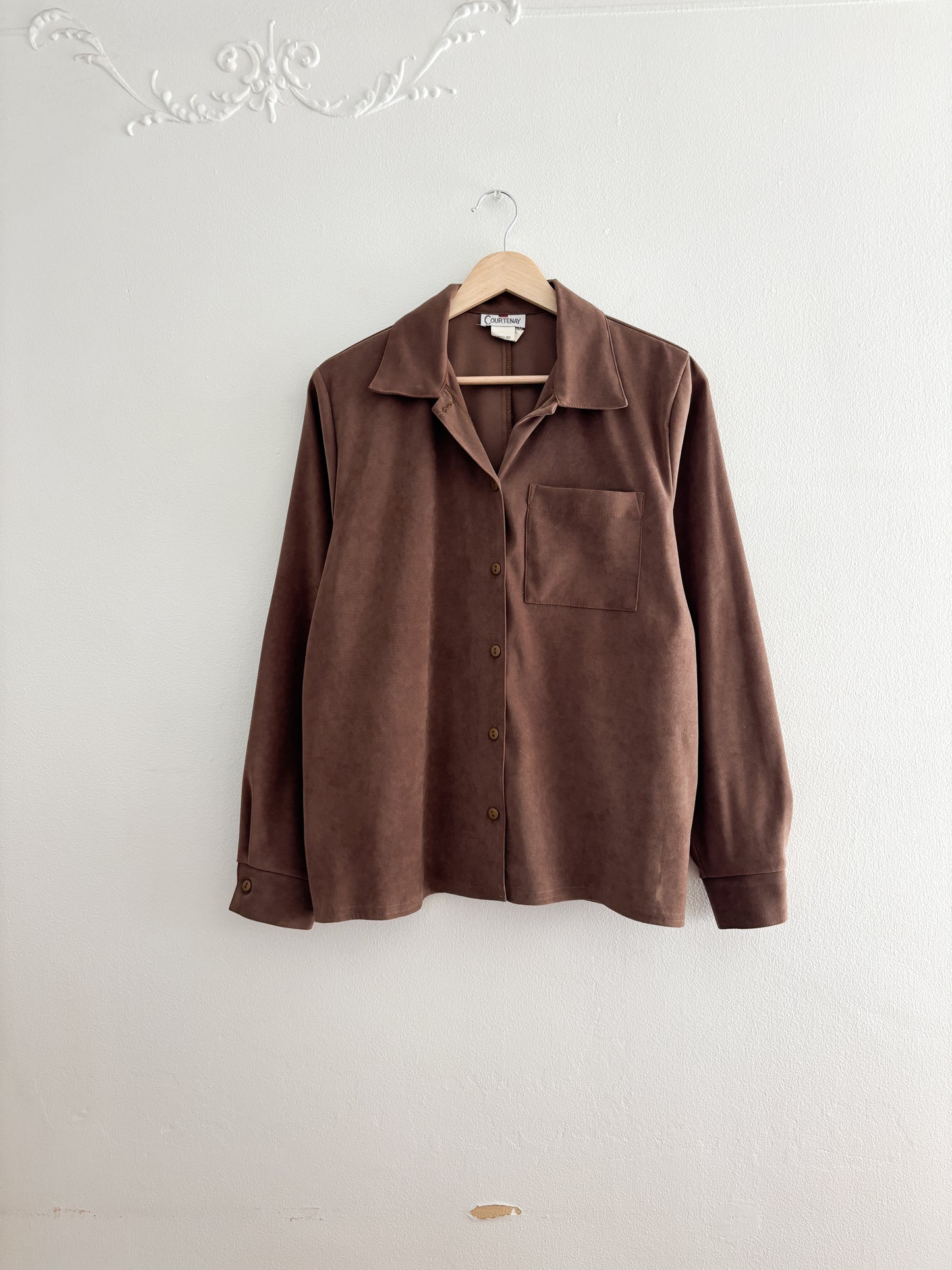 Vintage Faux Suede Button Up (M)