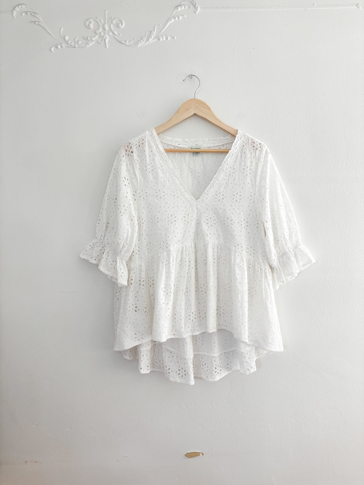 Sundance Eyelet Puff Sleeve Blouse (M)