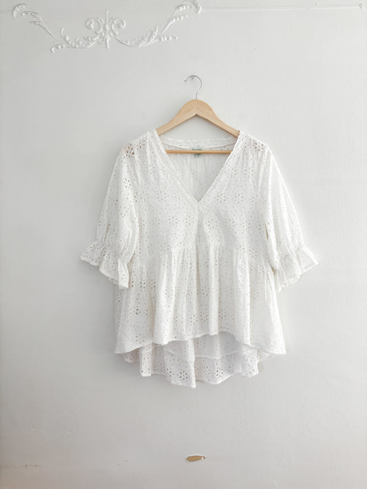 Sundance Eyelet Puff Sleeve Blouse (M)