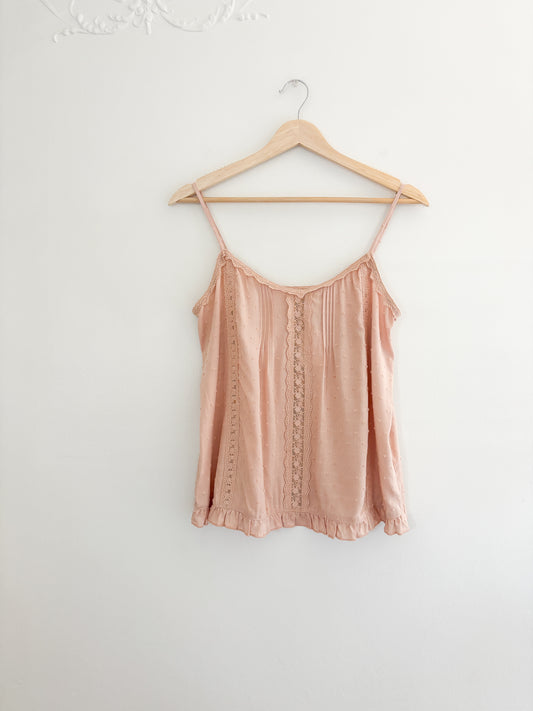 Pink ruffle tank top (S)