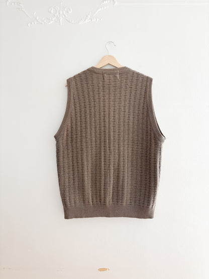 Vintage Woven Patterned Sweater Vest (L)
