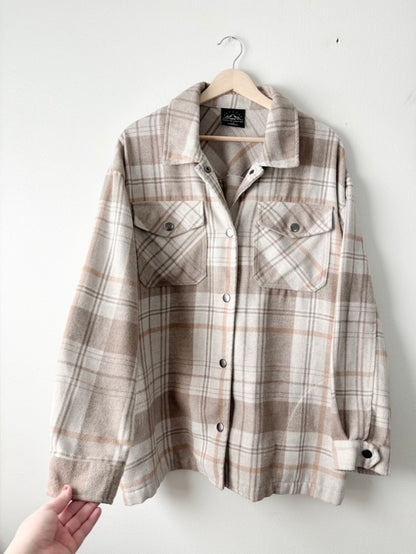 Neutral plaid shacket