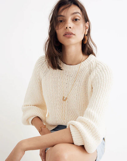 Madewell Cream Balloon Sleeve Sweater (L)