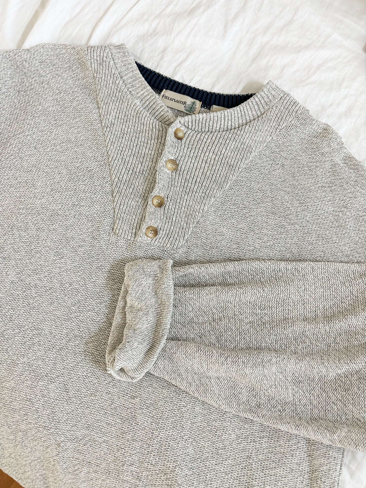 Vintage Grey Henley Knit (XL)