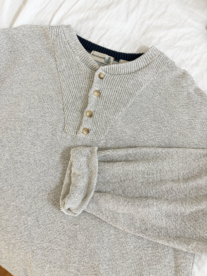 Vintage Grey Henley Knit (XL)