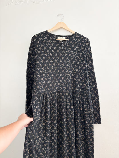 Vintage Eddie Bauer Black Floral Dress (L)