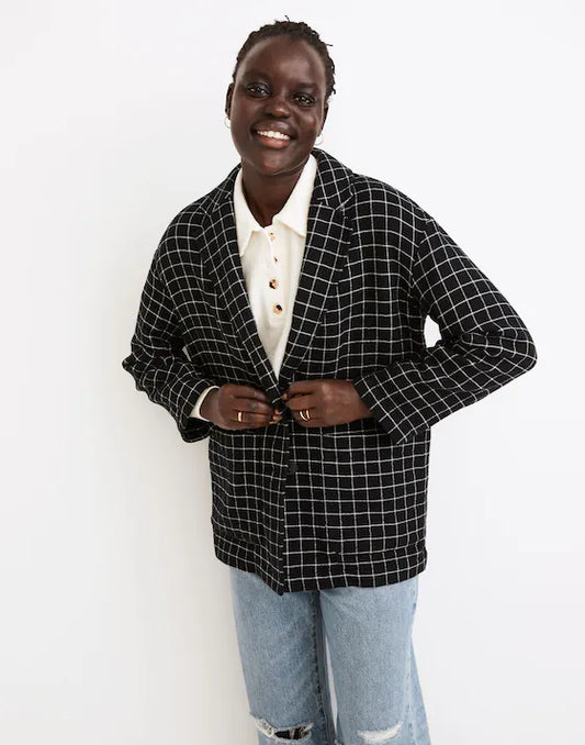 Madewell Black Windowpane Blazer (L)