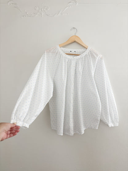 Blue polka dot blouse (L/XL)