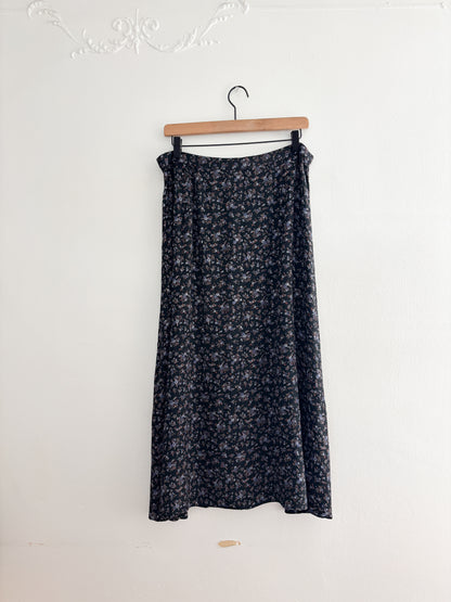 Vintage Black Floral Skirt (31/32”)