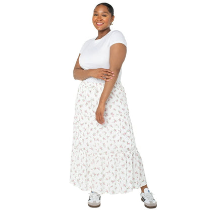 Pink Floral Tiered Skirt