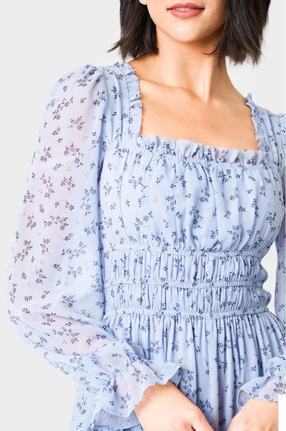 Gibsonlook Blue Floral Maxi Dress (XL)