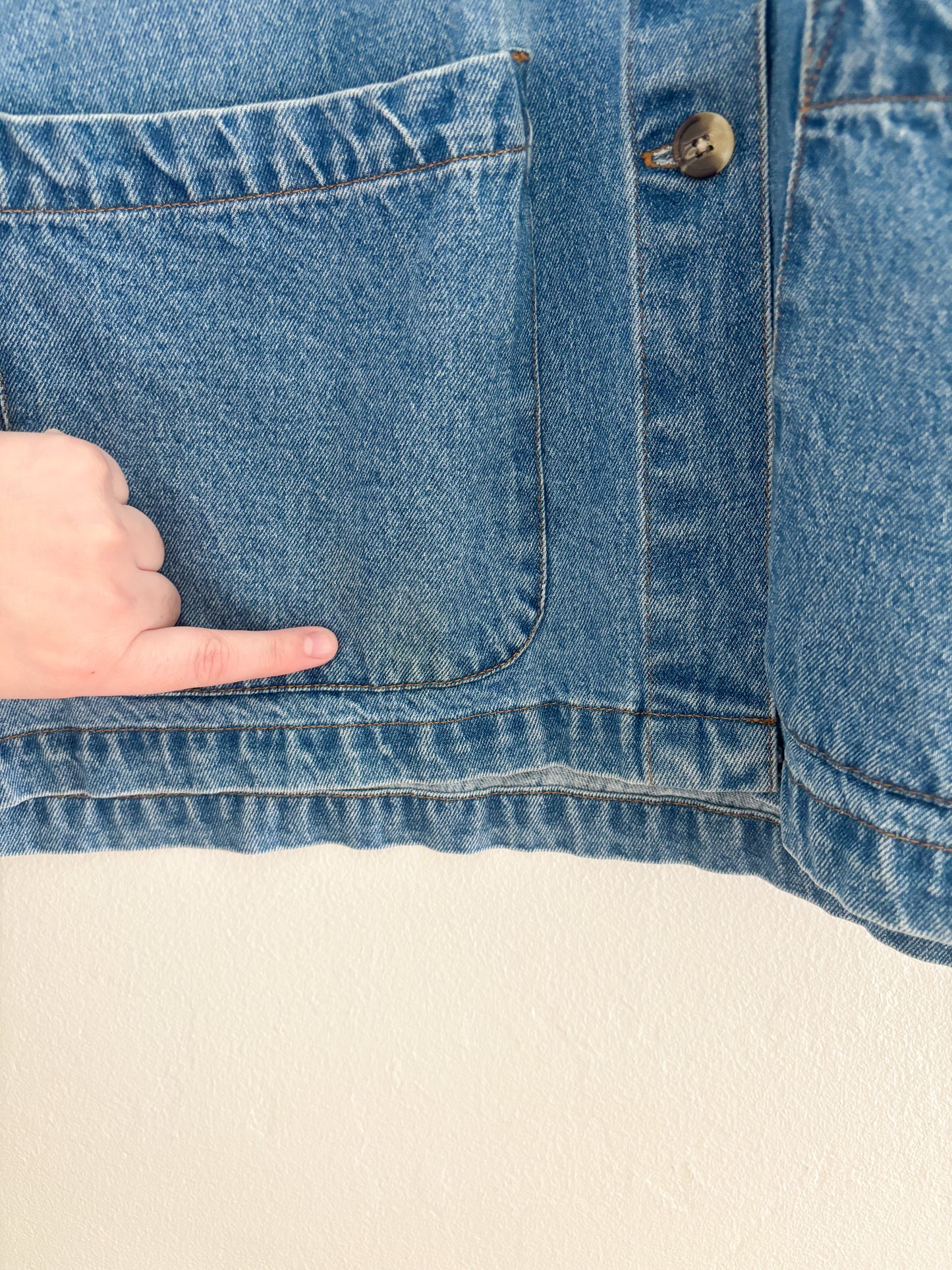 Vintage Butterfly Embroidered Denim Chore Jacket (L)