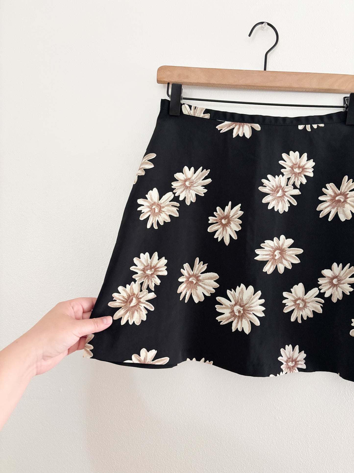 Vintage black floral mini skirt (26”)