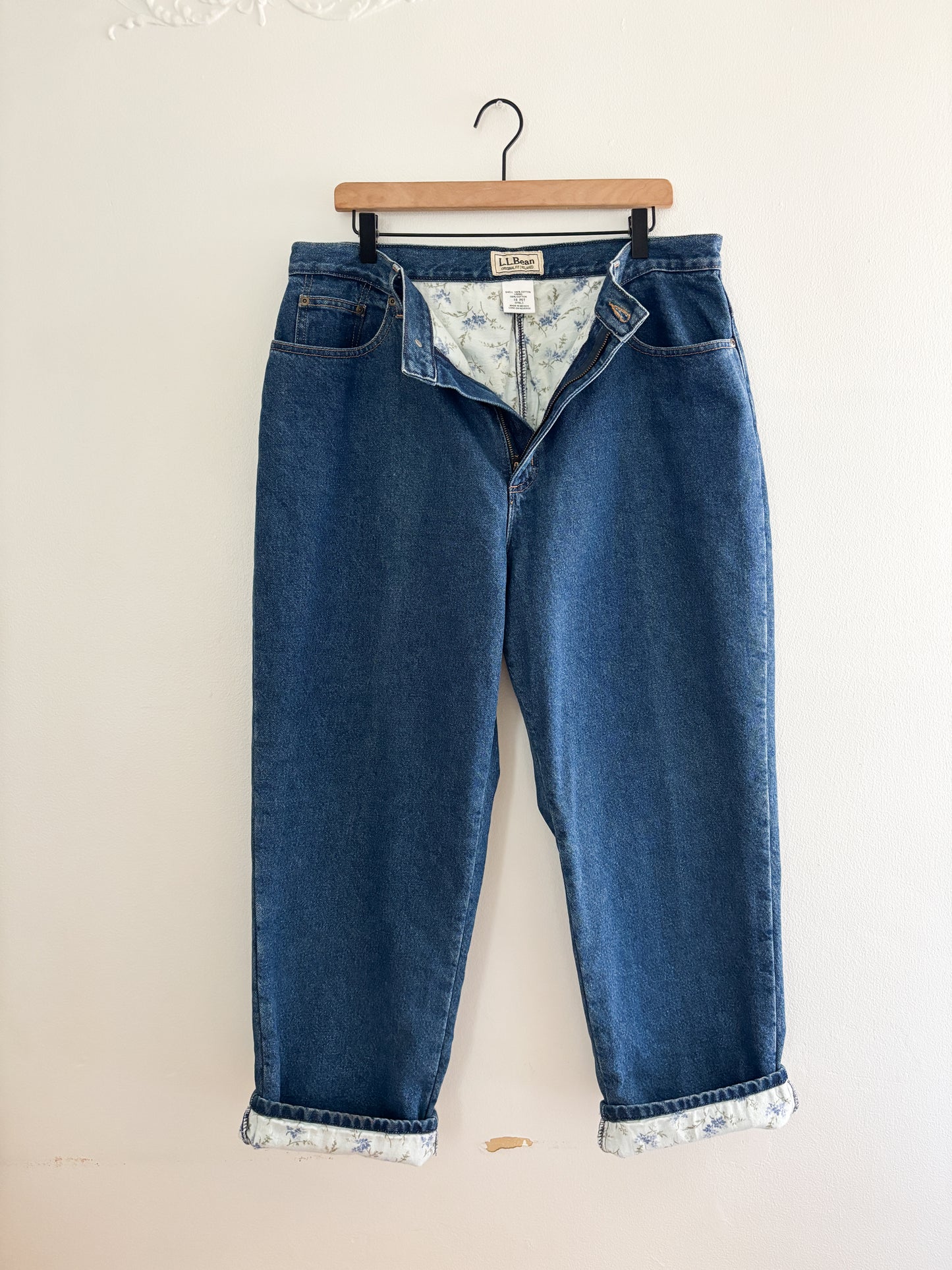 Vintage LL Bean Floral Lined Jeans (35/36”)