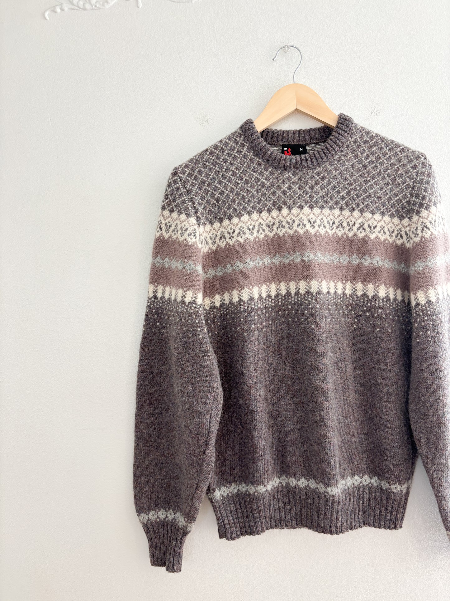 Vintage Patterned Wool Sweater (M)