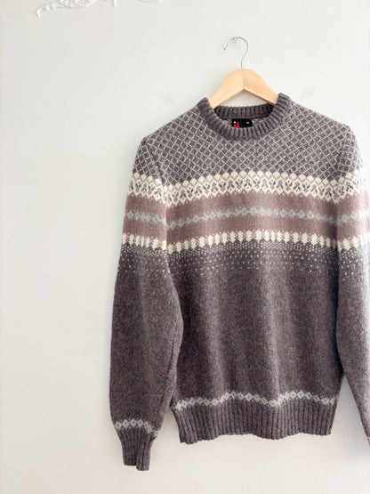 Vintage Patterned Wool Sweater (M)