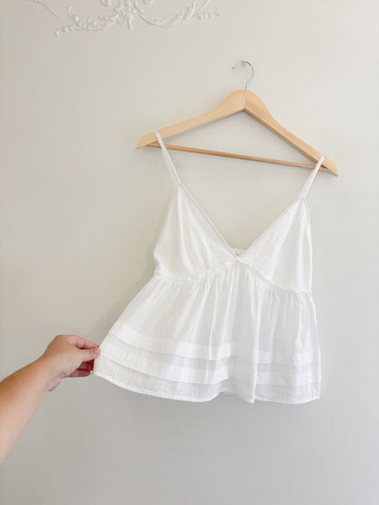 NWT White Babydoll Tank Top (M)