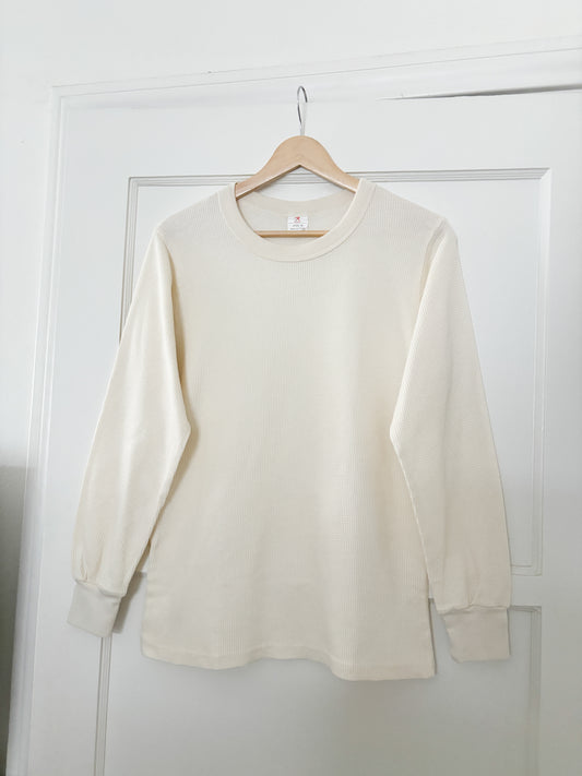 Vintage cream waffle long sleeve (M)