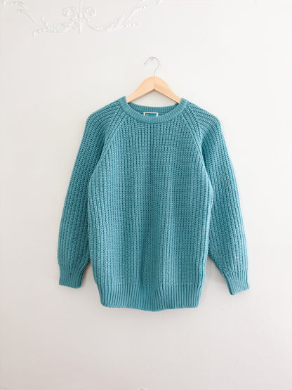 Vintage Teal Knit Sweater (M)
