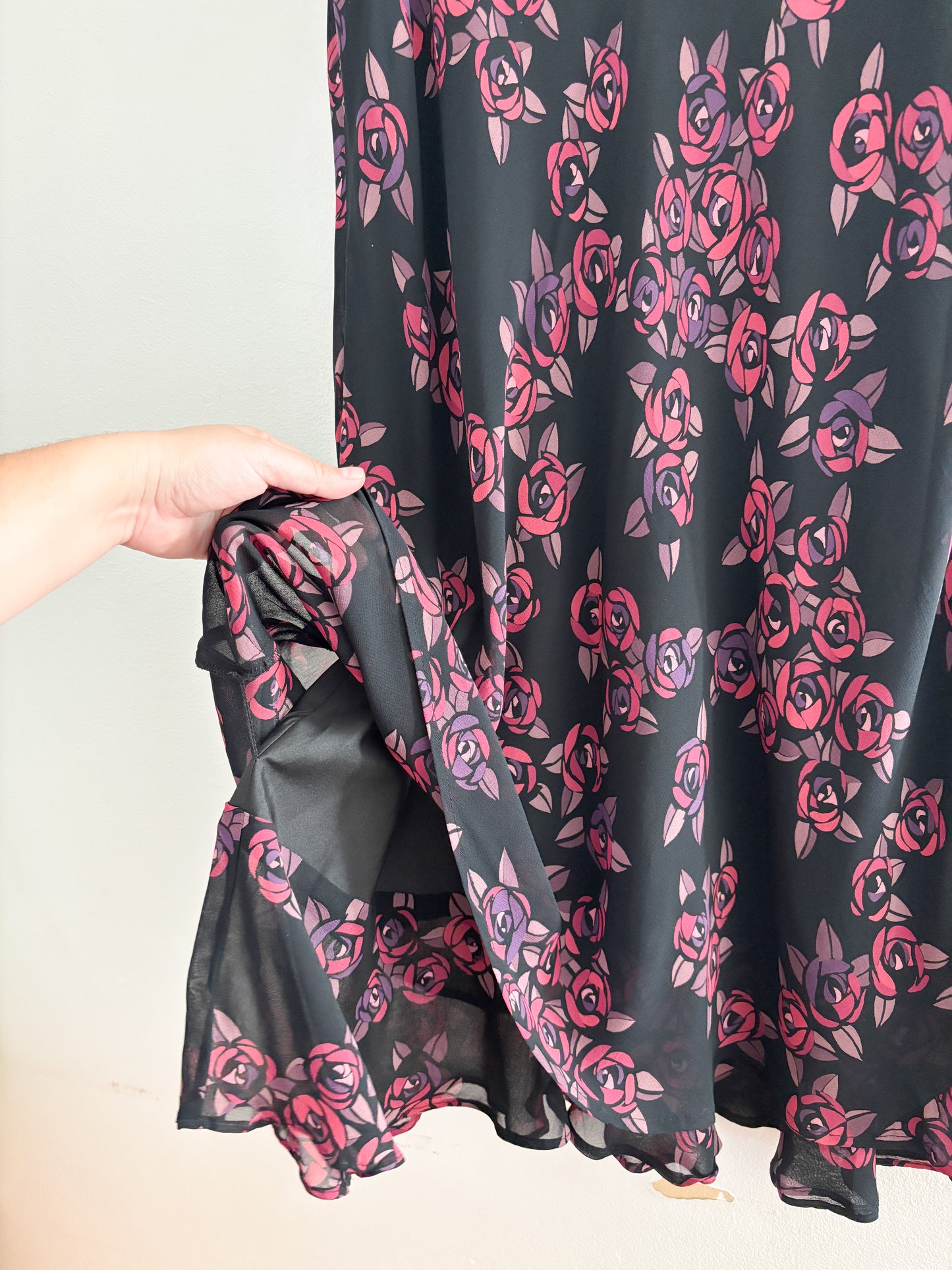 Style & Co Black Floral Maxi Skirt