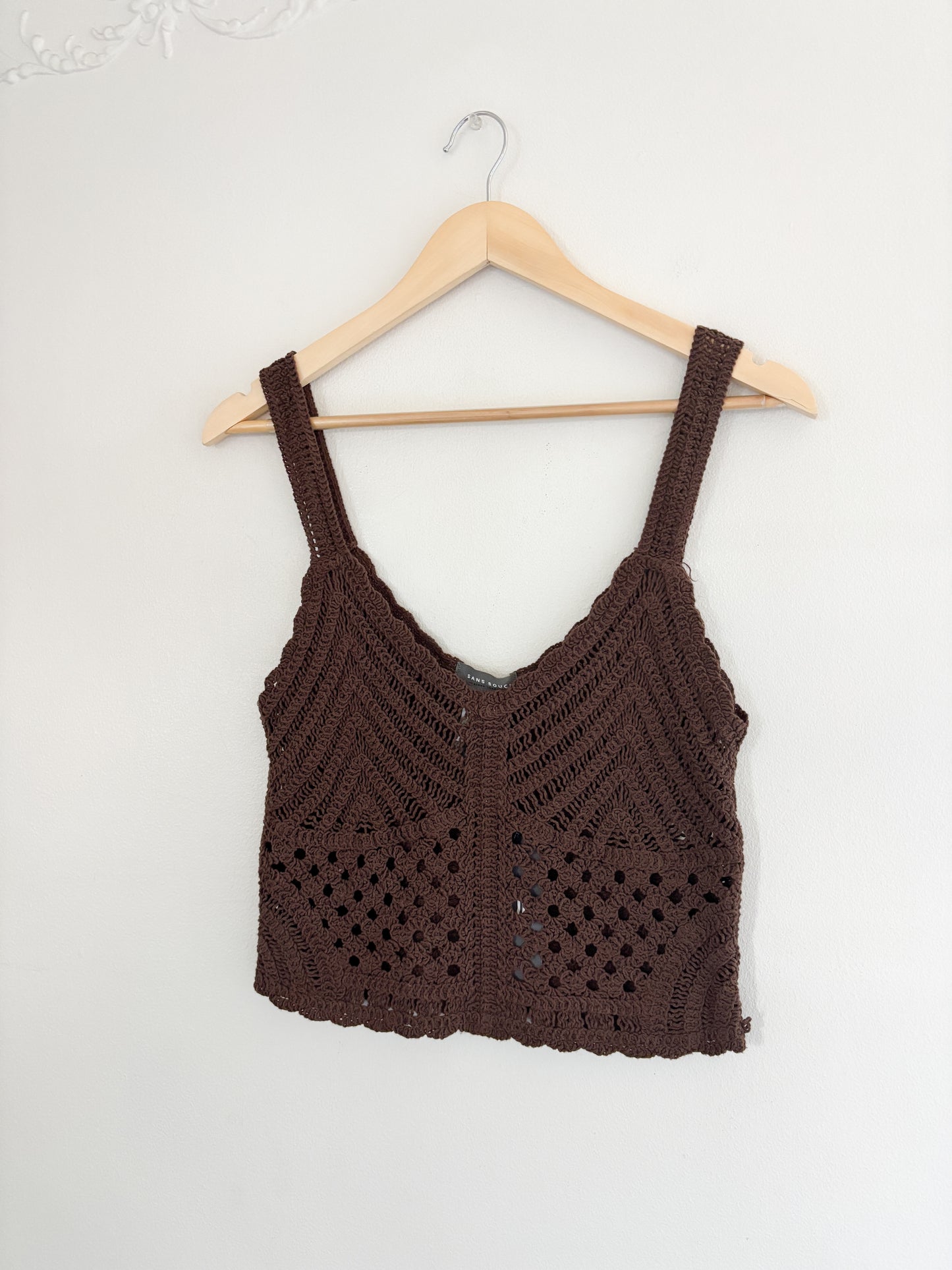 NWT Brown Crochet Tank Top (M)