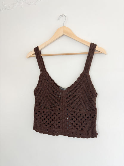 NWT Brown Crochet Tank Top (M)