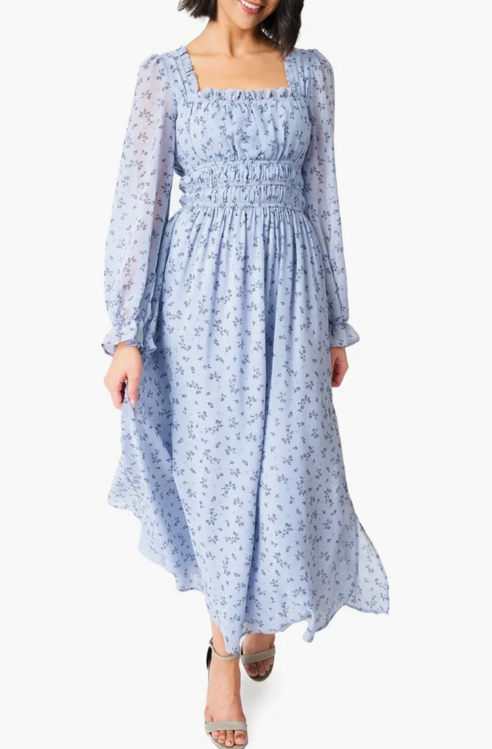 Gibsonlook Blue Floral Maxi Dress (XL)