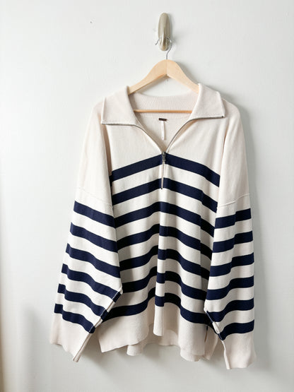 Free People Coastal Striped Quarter Zip