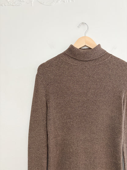 Vintage Brown Ribbed Turtleneck (M)